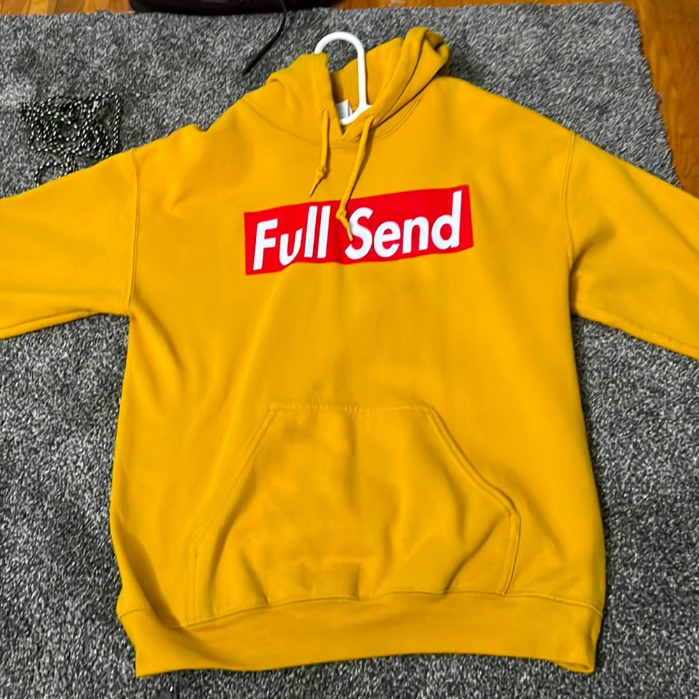 yellow full send hoodie size M